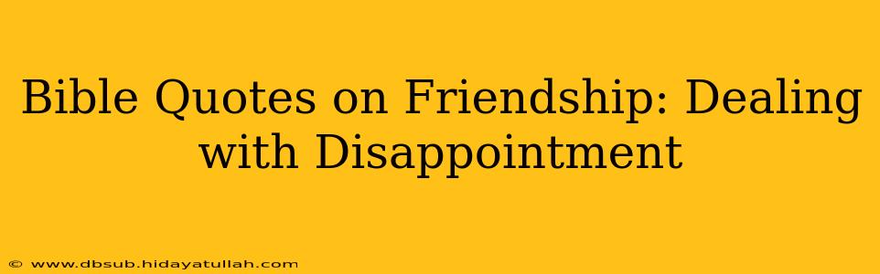 Bible Quotes on Friendship: Dealing with Disappointment