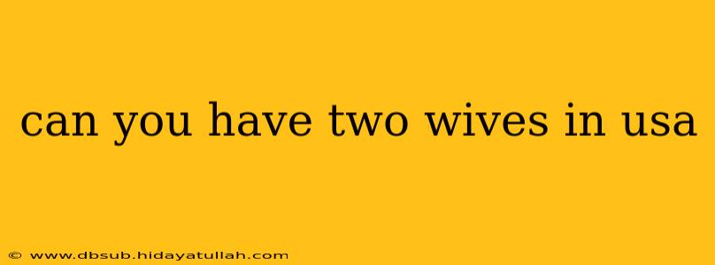 can you have two wives in usa