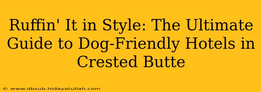 Ruffin' It in Style: The Ultimate Guide to Dog-Friendly Hotels in Crested Butte