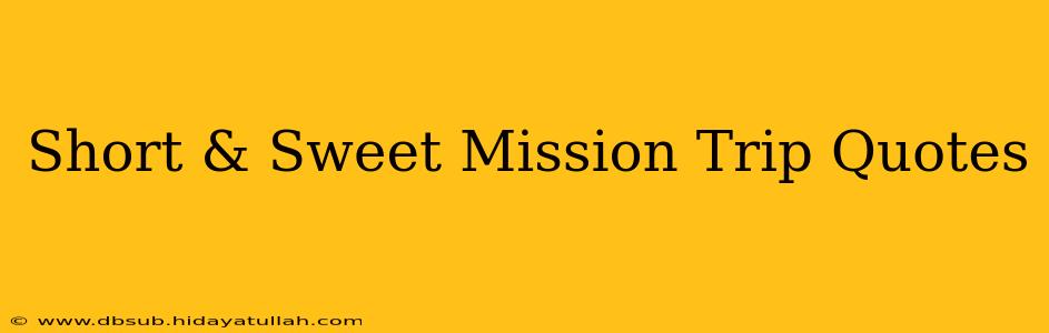 Short & Sweet Mission Trip Quotes