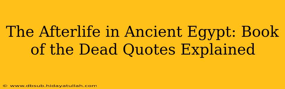 The Afterlife in Ancient Egypt: Book of the Dead Quotes Explained