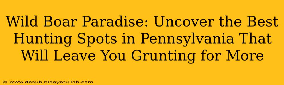 Wild Boar Paradise: Uncover the Best Hunting Spots in Pennsylvania That Will Leave You Grunting for More